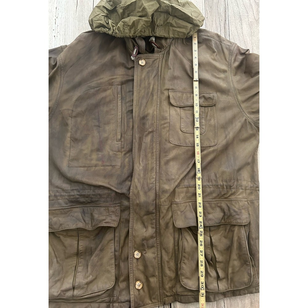 Vtg Banana Republic Safari Field Jacket Mens L Patina Leather Adventure Outdoor - Picture 4 of 11